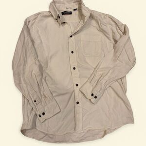 Roundtree & Yorke Cream Corduroy Button-Up Shirt
